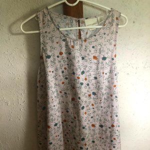 cynthia rowley 100% linen purple floral dress size M